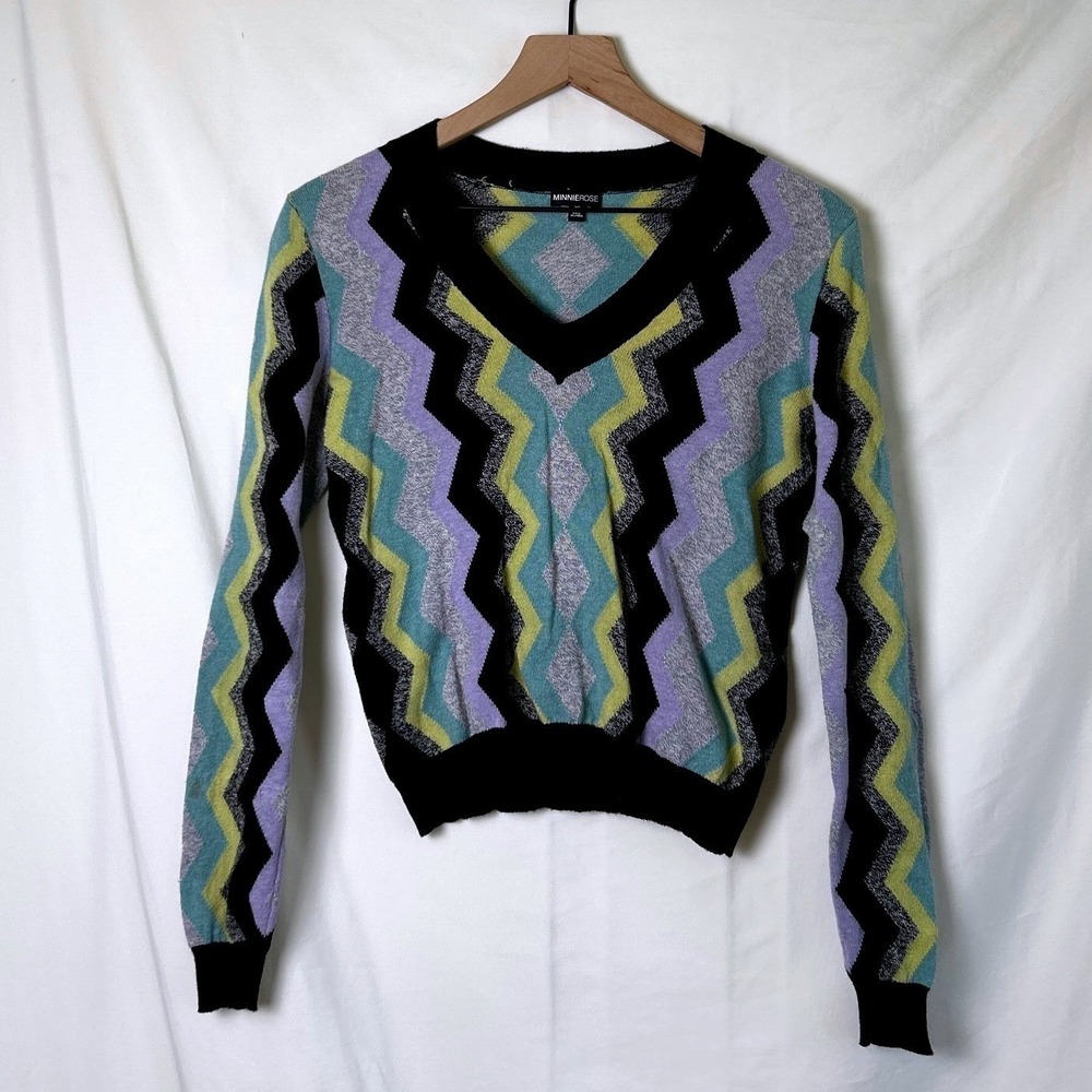 Minnie Rose Womens Cashmere Blend Sweater Multicolor Size XS Eclectic Grandpa